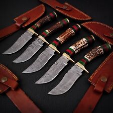 LOT OF 5 Handmade Damascus Steel Hunting Skinner  Knife Handle STAG/ANTLER picture