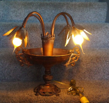 Antique 1905 - 1920 Art Nouveau Metal URN & LEAVES Figural Lamp - Arts & Crafts picture