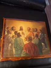 🔥Lord's Supper Wood Art. Vintage. picture