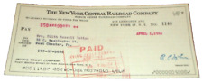 APRIL 1964 BEECH CREEK RAILROAD COMPANY NYC NEW YORK CENTRAL CHECK #1140 picture