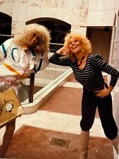 2E Photograph Beautiful Blonde Woman Curly Hair Poses With Mannequin 1980's  picture
