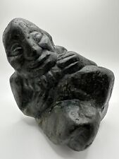Very Old Antique Inuit Soapstone Carving Human Figure 6 Inches picture
