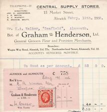Central Supply Stores Graham & Henderson 1936 Invoice &  Stamp Receipt Rf 38986 picture