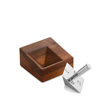 Nambe Geo Dreidel with Stand, Made of Nambe Alloy and Acacia Wood picture