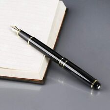 Hero 1501 Fountain Pen Black Gold Fine FREE Leather Case Business Gift  picture
