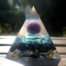 Amethyst Sphere Crystal Orgone Pyramid Natural Obsidian Orgonite Pyramid picture