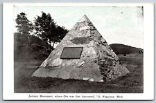 Negaunee Michigan~Jackson Monument~Ore Was Discovered~1920s Postcard picture