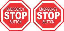 2.5in x 2.5in Emergency Stop Button Vinyl Stickers Business Safety Sign Decals picture