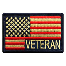 Veteran USA Flag Subdued Tactical Military Patch [Hook Fastener-3.0 X 2.0 MTV4] picture