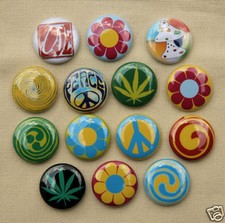 14 PSYCHADELIC HIPPIE PEACE Buttons Pinbacks Badges 1" Set picture