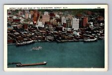Detroit MI-Michigan, Detroit River and Skyscrapers, Antique Vintage Postcard picture