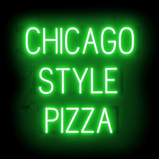 CHICAGO STYLE PIZZA LED Sign - Green | Neon Signs for Pizza Restaurant | Pizza S picture