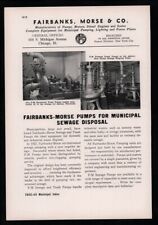 1942 Fairbanks, Morse & Co Municipal sewage pumps Chicago IL Vintage print ad picture