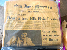 San Jose Mercury Newspaper Final Edition - Heart Attack Kills Elvis Presley picture