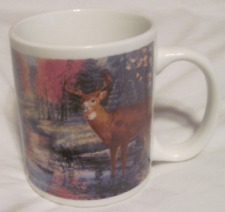 Friends of the Wetlands Deer Fawn Doe Buck Family Ceramic Coffee Cup/Mug VTG picture