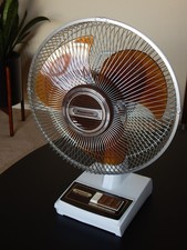 Vintage Panasonic F-1208B Brown Blade 5-Way Oscillation Oscillating 12" Fan picture