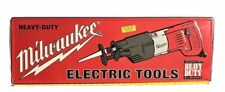 Vtg Milwaukee Store Display Metal Sawzall Sign Power Tools Man Cave Shop 35”x12” picture