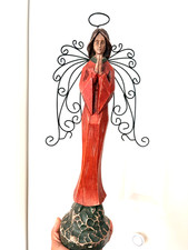 Southern Living Santos Angel Figure Stature Holiday Metal Wings Praying Tall 15” picture