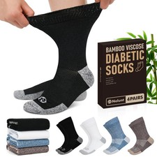 Diabetic Socks for Men,4 Pairs Crew Diabetic Neuropathy Socks for Men Size 9-... picture