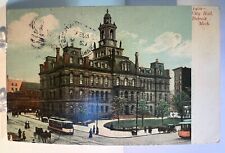 Vintage Postcard City Hall Detroit MI Trolley Car 1909 picture