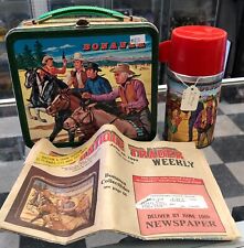 Vintage 1963 Bonanza Metal Lunchbox with Thermos / Newspaper picture