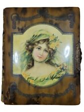 Antique Victorian Celluloid & Felt Photo Album, w/Tin Type & Victorian Pictures picture