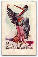 1909 Drunk Stork Doctor Rich Parent Titusville Pennsylvania PA Embossed Postcard picture