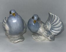 Doves Ceramic Products Blue & White Doves, Pigeons Satin Finish Vintage 4.5x4.5” picture