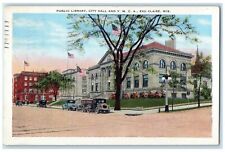 1936 Public Library City Hall YMCA Classic Cars Eau Clair Wisconsin WI Postcard picture