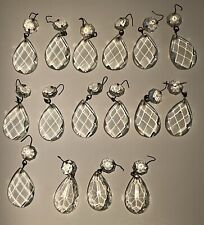 15 Antique Vintage Crystal Chandelier Lamp Tear Drop Prisms & Octagonal Bead picture