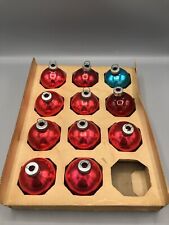 Set of (11) Vtg SHINY BRITE Small Glass Ball Red Blue Christmas Ornaments USA picture