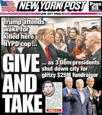 GIVE & TAKE DONALD TRUMP ATTENDS WAKE NOT BIDEN OBAMA NY POST NEWS 3/29 2024 picture