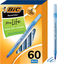 BIC round Stic Xtra Life Blue Ballpoint Pens, Medium Point (1.0Mm), 60-Count Pac picture