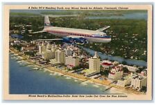 1953 Delta DC-6 Heading North Miami Beach Atlanta Cincinnati Chicago IL Postcard picture