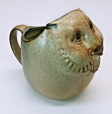 Vintage Stoneware Owl creamer Intricate Sculpted Face UCTCI Japan Pottery 4.5