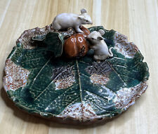 VTG Majolica Pumpkin And Mouse Tray Plate, heavy picture