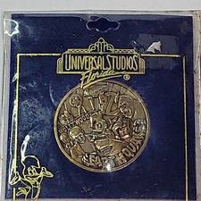 Vintage 1990 Universal Florida Studios Earthquake Ride Grand Opening Brass Coin picture