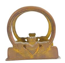 Solid Brass Mail Letter / Napkin Holder Vintage Irish Claddagh Heart Hands Heavy picture