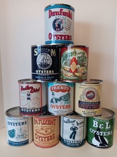 Vintage Oyster Can Brands 1 qt. cans - 10 Can Special (RE-POP COLLECTIBLE) picture