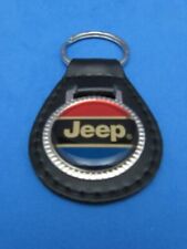 Vintage Jeep genuine grain leather -- keyring key fob keychain -- Old Stock picture