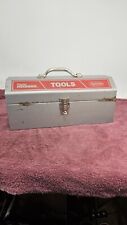 Vintage 16” Metal Toolbox Master Mechanic/TrueValue Hardware Gray With Red Tray picture