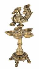 Whitewhale Brass Peacock Design 5 Oil Wick Diya (8.5 inches) picture