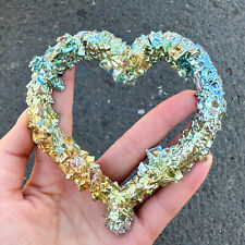 200g+Rainbow Bismuth Ore Quartz Crystal heart Mineral Specimen Reiki Healing 1pc picture