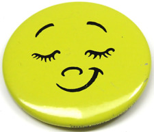 Happy Smiley Face Relaxed Pinback Button Yellow Creative House Collectable picture