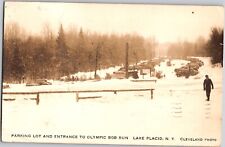 1942 Vintage Real Photo Postcard RPPC Olympic Bob Run Lake Placid New York picture