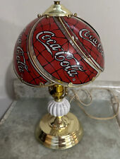 Vintage Coca Cola  With Glass Panel Shades, 15 Inches Tall Brass picture