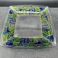 Glass Passover Matzah Square Plate Handmade Israel Bread Tray Judaism Hebrew picture