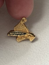 RNA Recorder Fraternal Organization Gold Tone Pinback Lapel Pin picture