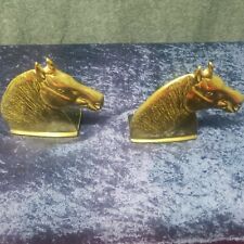 Horse Equine Head Book Ends Virginia Metalcrafters Percheron Brass Set of 2  picture