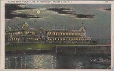 Casino From Wesley Lake By Moonlight Asbury Park NJ White Border VTG Post Card picture